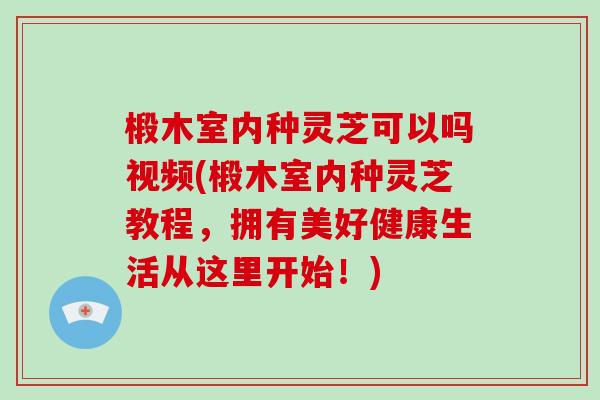 椴木室内种灵芝可以吗视频(椴木室内种灵芝教程,拥有美好健康生活从这里开始!)-第1张图片-破壁灵芝孢子粉研究指南 椴木室内种灵芝可以吗视频(椴木室内种灵芝教程,拥有美好健康生活从这里开始!)-第1张图片-破壁灵芝孢子粉研究指南