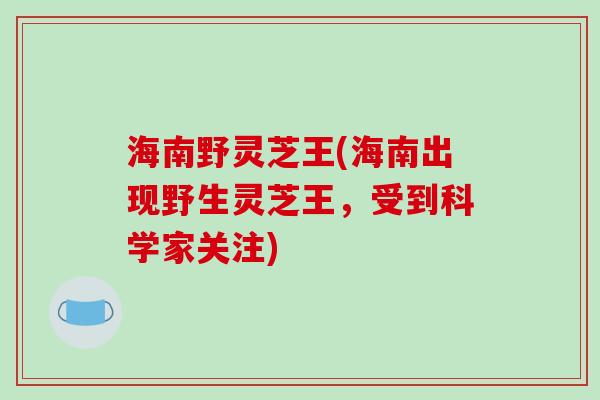 海南野灵芝王(海南出现野生灵芝王,受到科学家关注)-第1张图片-破壁灵芝孢子粉研究指南 海南野灵芝王(海南出现野生灵芝王,受到科学家关注)-第1张图片-破壁灵芝孢子粉研究指南