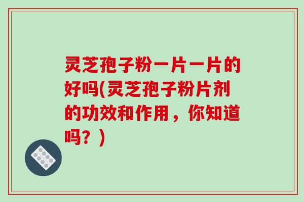 灵芝孢子粉一片一片的好吗(灵芝孢子粉片剂的功效和作用,你知道吗?)-第1张图片-破壁灵芝孢子粉研究指南 灵芝孢子粉一片一片的好吗(灵芝孢子粉片剂的功效和作用,你知道吗?)-第1张图片-破壁灵芝孢子粉研究指南