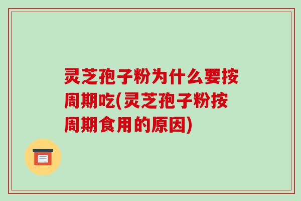 灵芝孢子粉为什么要按周期吃(灵芝孢子粉按周期食用的原因)-第1张图片-破壁灵芝孢子粉研究指南 灵芝孢子粉为什么要按周期吃(灵芝孢子粉按周期食用的原因)-第1张图片-破壁灵芝孢子粉研究指南