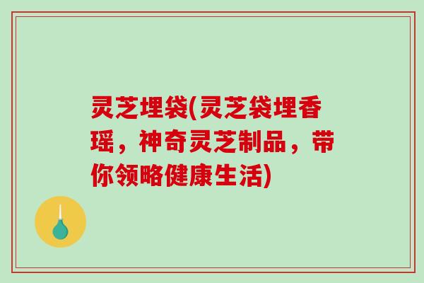灵芝埋袋(灵芝袋埋香瑶,神奇灵芝制品,带你领略健康生活)-第1张图片-破壁灵芝孢子粉研究指南 灵芝埋袋(灵芝袋埋香瑶,神奇灵芝制品,带你领略健康生活)-第1张图片-破壁灵芝孢子粉研究指南