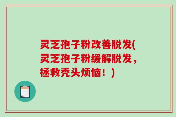 灵芝孢子粉改善脱发(灵芝孢子粉缓解脱发,拯救秃头烦恼!)-第1张图片-破壁灵芝孢子粉研究指南 灵芝孢子粉改善脱发(灵芝孢子粉缓解脱发,拯救秃头烦恼!)-第1张图片-破壁灵芝孢子粉研究指南