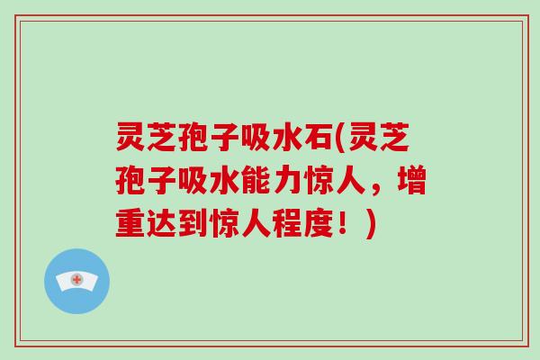 灵芝孢子吸水石(灵芝孢子吸水能力惊人,增重达到惊人程度!)-第1张图片-破壁灵芝孢子粉研究指南 灵芝孢子吸水石(灵芝孢子吸水能力惊人,增重达到惊人程度!)-第1张图片-破壁灵芝孢子粉研究指南