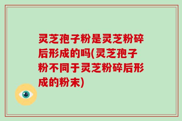 灵芝孢子粉是灵芝粉碎后形成的吗(灵芝孢子粉不同于灵芝粉碎后形成的粉末)-第1张图片-破壁灵芝孢子粉研究指南 灵芝孢子粉是灵芝粉碎后形成的吗(灵芝孢子粉不同于灵芝粉碎后形成的粉末)-第1张图片-破壁灵芝孢子粉研究指南
