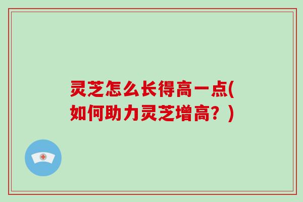 灵芝怎么长得高一点(如何助力灵芝增高？)-第1张图片-破壁灵芝孢子粉研究指南