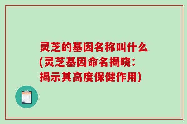 灵芝的基因名称叫什么(灵芝基因命名揭晓:揭示其高度保健作用)-第1张图片-破壁灵芝孢子粉研究指南 灵芝的基因名称叫什么(灵芝基因命名揭晓:揭示其高度保健作用)-第1张图片-破壁灵芝孢子粉研究指南