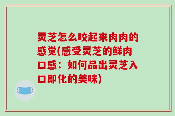 灵芝怎么咬起来肉肉的感觉(感受灵芝的鲜肉口感：如何品出灵芝入口即化的美味)-第1张图片-破壁灵芝孢子粉研究指南