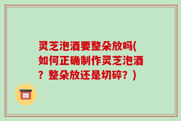 灵芝泡酒要整朵放吗(如何正确制作灵芝泡酒?整朵放还是切碎?)-第1张图片-破壁灵芝孢子粉研究指南 灵芝泡酒要整朵放吗(如何正确制作灵芝泡酒?整朵放还是切碎?)-第1张图片-破壁灵芝孢子粉研究指南