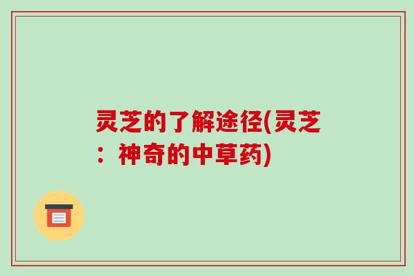灵芝的了解途径(灵芝：神奇的中草药)-第1张图片-破壁灵芝孢子粉研究指南