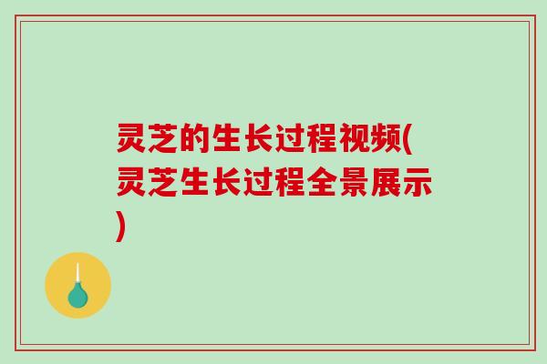 灵芝的生长过程视频(灵芝生长过程全景展示)-第1张图片-破壁灵芝孢子粉研究指南 灵芝的生长过程视频(灵芝生长过程全景展示)-第1张图片-破壁灵芝孢子粉研究指南
