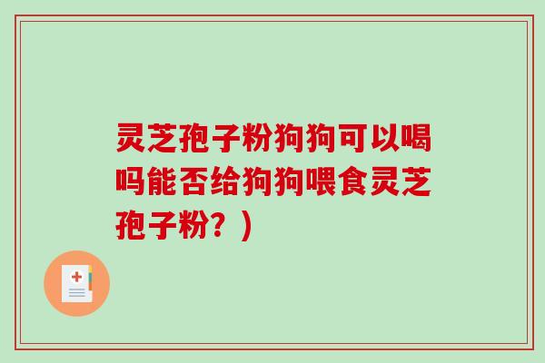 灵芝孢子粉狗狗可以喝吗能否给狗狗喂食灵芝孢子粉？)-第1张图片-破壁灵芝孢子粉研究指南