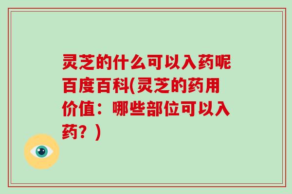 灵芝的什么可以入药呢百度百科(灵芝的药用价值:哪些部位可以入药?)-第1张图片-破壁灵芝孢子粉研究指南 灵芝的什么可以入药呢百度百科(灵芝的药用价值:哪些部位可以入药?)-第1张图片-破壁灵芝孢子粉研究指南