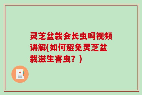 灵芝盆栽会长虫吗视频讲解(如何避免灵芝盆栽滋生害虫?)-第1张图片-破壁灵芝孢子粉研究指南 灵芝盆栽会长虫吗视频讲解(如何避免灵芝盆栽滋生害虫?)-第1张图片-破壁灵芝孢子粉研究指南