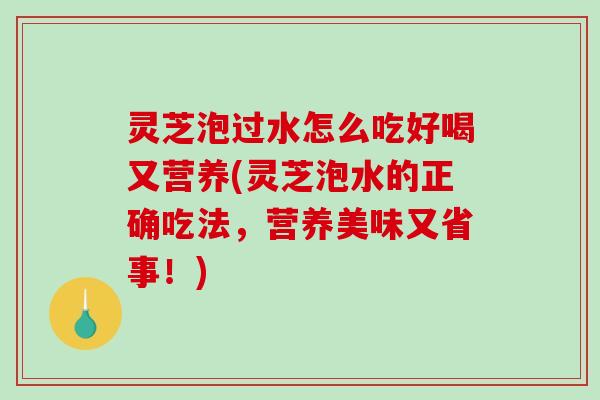 灵芝泡过水怎么吃好喝又营养(灵芝泡水的正确吃法,营养美味又省事!)-第1张图片-破壁灵芝孢子粉研究指南 灵芝泡过水怎么吃好喝又营养(灵芝泡水的正确吃法,营养美味又省事!)-第1张图片-破壁灵芝孢子粉研究指南