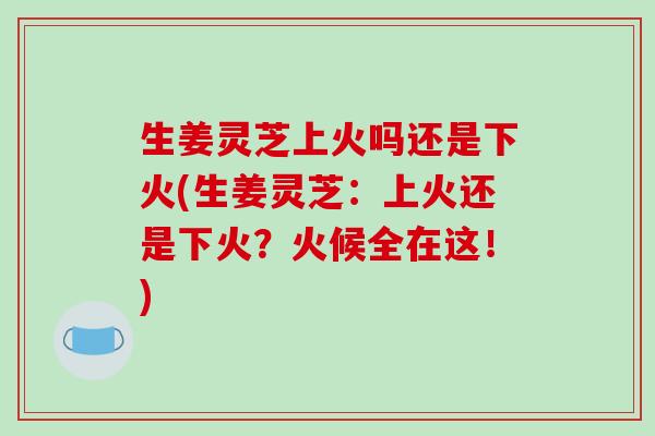 生姜灵芝上火吗还是下火(生姜灵芝:上火还是下火?火候全在这!)-第1张图片-破壁灵芝孢子粉研究指南 生姜灵芝上火吗还是下火(生姜灵芝:上火还是下火?火候全在这!)-第1张图片-破壁灵芝孢子粉研究指南