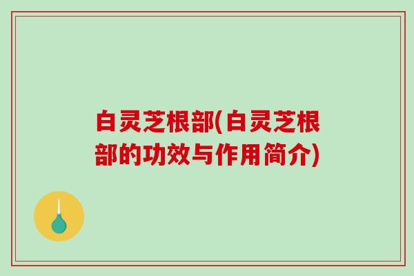 白灵芝根部(白灵芝根部的功效与作用简介)-第1张图片-破壁灵芝孢子粉研究指南