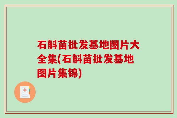 石斛苗批发基地图片大全集(石斛苗批发基地图片集锦)-第1张图片-破壁灵芝孢子粉研究指南 石斛苗批发基地图片大全集(石斛苗批发基地图片集锦)-第1张图片-破壁灵芝孢子粉研究指南