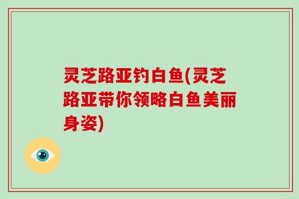 灵芝路亚钓白鱼(灵芝路亚带你领略白鱼美丽身姿)-第1张图片-破壁灵芝孢子粉研究指南
