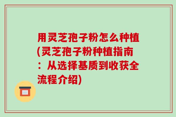 用灵芝孢子粉怎么种植(灵芝孢子粉种植指南：从选择基质到收获全流程介绍)-第1张图片-破壁灵芝孢子粉研究指南