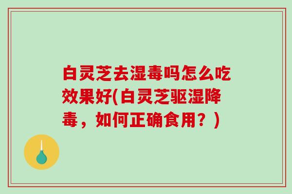 白灵芝去湿毒吗怎么吃效果好(白灵芝驱湿降毒,如何正确食用?)-第1张图片-破壁灵芝孢子粉研究指南 白灵芝去湿毒吗怎么吃效果好(白灵芝驱湿降毒,如何正确食用?)-第1张图片-破壁灵芝孢子粉研究指南