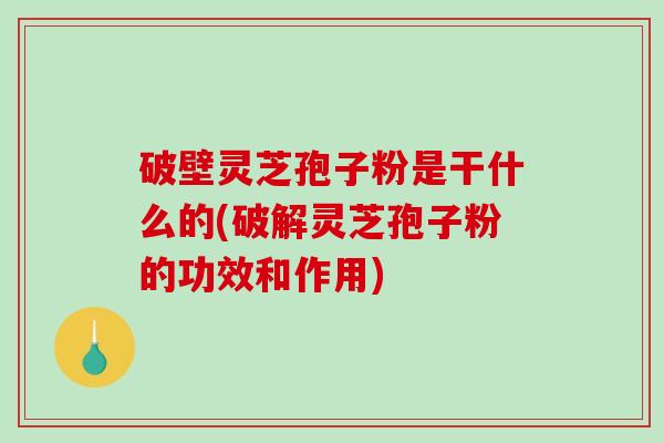 破壁灵芝孢子粉是干什么的(破解灵芝孢子粉的功效和作用)-第1张图片-破壁灵芝孢子粉研究指南
