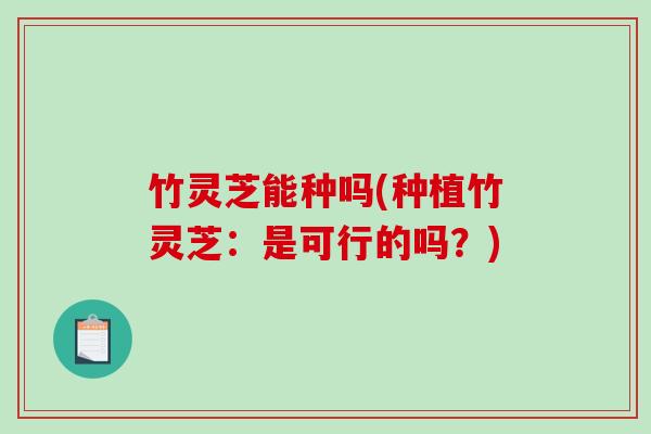 竹灵芝能种吗(种植竹灵芝:是可行的吗?)-第1张图片-破壁灵芝孢子粉研究指南 竹灵芝能种吗(种植竹灵芝:是可行的吗?)-第1张图片-破壁灵芝孢子粉研究指南