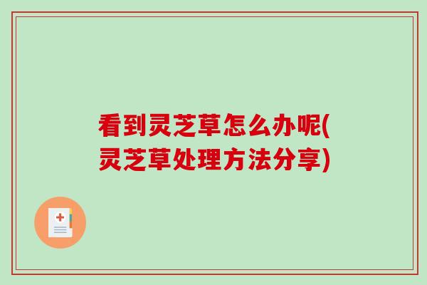 看到灵芝草怎么办呢(灵芝草处理方法分享)-第1张图片-破壁灵芝孢子粉研究指南 看到灵芝草怎么办呢(灵芝草处理方法分享)-第1张图片-破壁灵芝孢子粉研究指南