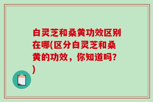 白灵芝和桑黄功效区别在哪(区分白灵芝和桑黄的功效,你知道吗?)-第1张图片-破壁灵芝孢子粉研究指南 白灵芝和桑黄功效区别在哪(区分白灵芝和桑黄的功效,你知道吗?)-第1张图片-破壁灵芝孢子粉研究指南