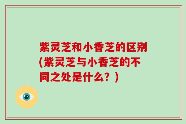 紫灵芝和小香芝的区别(紫灵芝与小香芝的不同之处是什么？)-第1张图片-破壁灵芝孢子粉研究指南