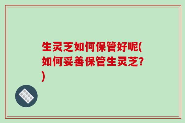 生灵芝如何保管好呢(如何妥善保管生灵芝?)-第1张图片-破壁灵芝孢子粉研究指南 生灵芝如何保管好呢(如何妥善保管生灵芝?)-第1张图片-破壁灵芝孢子粉研究指南
