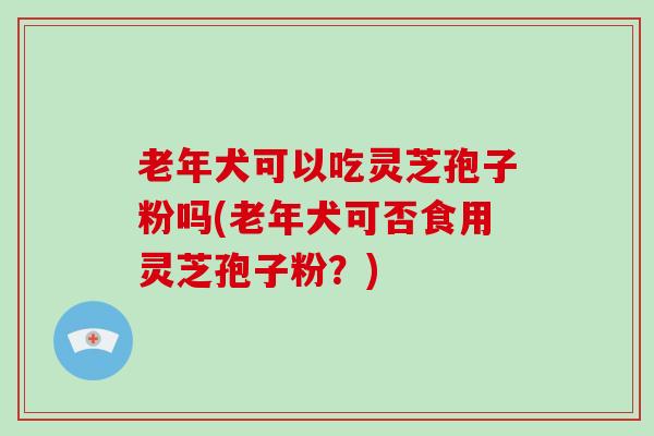老年犬可以吃灵芝孢子粉吗(老年犬可否食用灵芝孢子粉?)-第1张图片-破壁灵芝孢子粉研究指南 老年犬可以吃灵芝孢子粉吗(老年犬可否食用灵芝孢子粉?)-第1张图片-破壁灵芝孢子粉研究指南