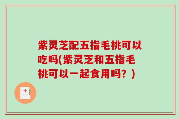 紫灵芝配五指毛桃可以吃吗(紫灵芝和五指毛桃可以一起食用吗？)-第1张图片-破壁灵芝孢子粉研究指南