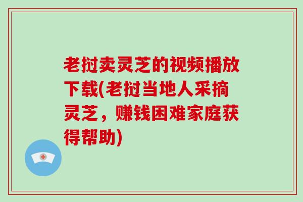 老挝卖灵芝的视频播放下载(老挝当地人采摘灵芝,赚钱困难家庭获得帮助)-第1张图片-破壁灵芝孢子粉研究指南 老挝卖灵芝的视频播放下载(老挝当地人采摘灵芝,赚钱困难家庭获得帮助)-第1张图片-破壁灵芝孢子粉研究指南