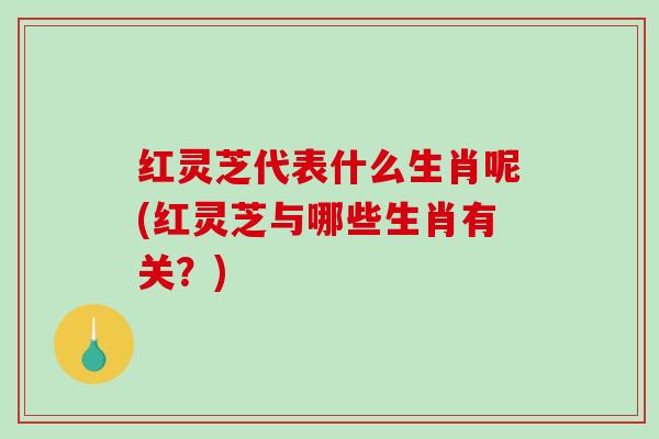 红灵芝代表什么生肖呢(红灵芝与哪些生肖有关?)-第1张图片-破壁灵芝孢子粉研究指南 红灵芝代表什么生肖呢(红灵芝与哪些生肖有关?)-第1张图片-破壁灵芝孢子粉研究指南