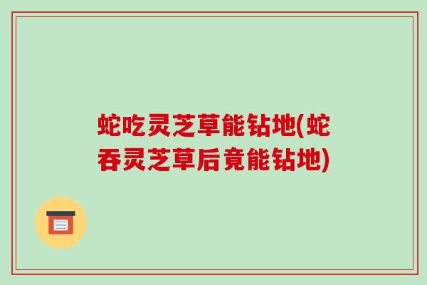 蛇吃灵芝草能钻地(蛇吞灵芝草后竟能钻地)-第1张图片-破壁灵芝孢子粉研究指南 蛇吃灵芝草能钻地(蛇吞灵芝草后竟能钻地)-第1张图片-破壁灵芝孢子粉研究指南