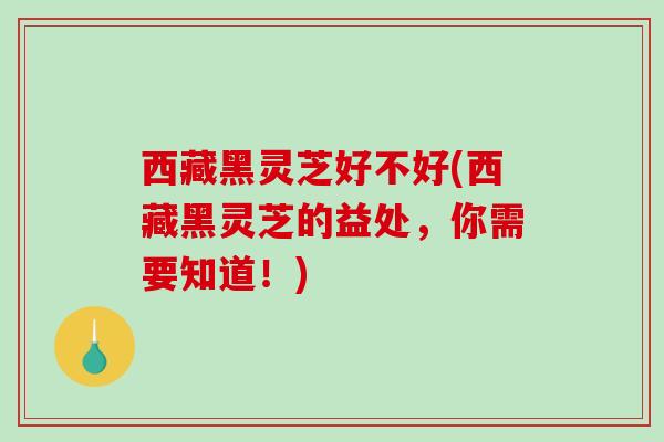 西藏黑灵芝好不好(西藏黑灵芝的益处，你需要知道！)-第1张图片-破壁灵芝孢子粉研究指南