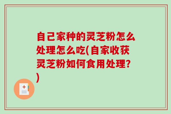 自己家种的灵芝粉怎么处理怎么吃(自家收获灵芝粉如何食用处理?)-第1张图片-破壁灵芝孢子粉研究指南 自己家种的灵芝粉怎么处理怎么吃(自家收获灵芝粉如何食用处理?)-第1张图片-破壁灵芝孢子粉研究指南