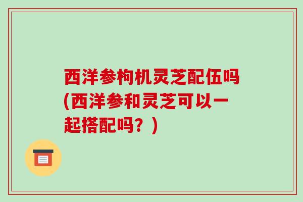 西洋参枸机灵芝配伍吗(西洋参和灵芝可以一起搭配吗?)-第1张图片-破壁灵芝孢子粉研究指南 西洋参枸机灵芝配伍吗(西洋参和灵芝可以一起搭配吗?)-第1张图片-破壁灵芝孢子粉研究指南