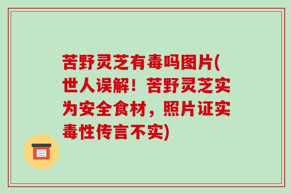 苦野灵芝有毒吗图片(世人误解！苦野灵芝实为安全食材，照片证实毒性传言不实)-第1张图片-破壁灵芝孢子粉研究指南