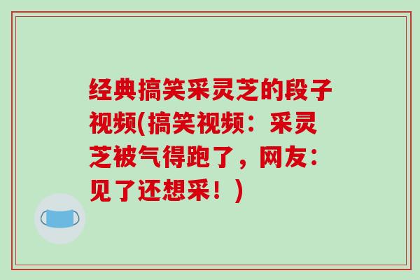 经典搞笑采灵芝的段子视频(搞笑视频:采灵芝被气得跑了,网友:见了还想采!)-第1张图片-破壁灵芝孢子粉研究指南 经典搞笑采灵芝的段子视频(搞笑视频:采灵芝被气得跑了,网友:见了还想采!)-第1张图片-破壁灵芝孢子粉研究指南