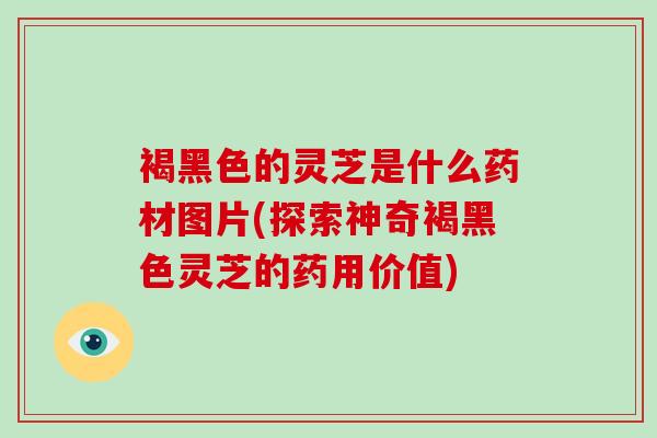 褐黑色的灵芝是什么药材图片(探索神奇褐黑色灵芝的药用价值)-第1张图片-破壁灵芝孢子粉研究指南 褐黑色的灵芝是什么药材图片(探索神奇褐黑色灵芝的药用价值)-第1张图片-破壁灵芝孢子粉研究指南