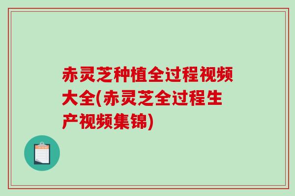 赤灵芝种植全过程视频大全(赤灵芝全过程生产视频集锦)-第1张图片-破壁灵芝孢子粉研究指南 赤灵芝种植全过程视频大全(赤灵芝全过程生产视频集锦)-第1张图片-破壁灵芝孢子粉研究指南