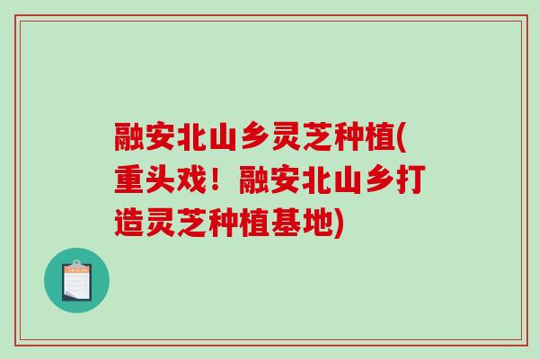 融安北山乡灵芝种植(重头戏!融安北山乡打造灵芝种植基地)-第1张图片-破壁灵芝孢子粉研究指南 融安北山乡灵芝种植(重头戏!融安北山乡打造灵芝种植基地)-第1张图片-破壁灵芝孢子粉研究指南