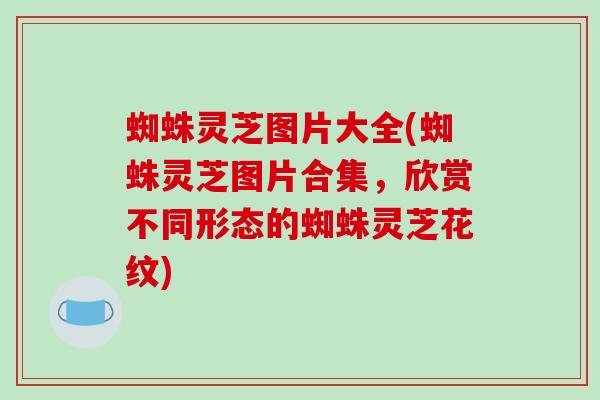 蜘蛛灵芝图片大全(蜘蛛灵芝图片合集,欣赏不同形态的蜘蛛灵芝花纹)-第1张图片-破壁灵芝孢子粉研究指南 蜘蛛灵芝图片大全(蜘蛛灵芝图片合集,欣赏不同形态的蜘蛛灵芝花纹)-第1张图片-破壁灵芝孢子粉研究指南