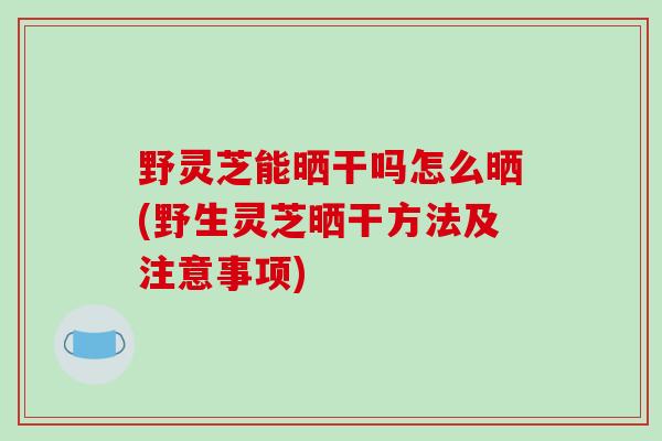 野灵芝能晒干吗怎么晒(野生灵芝晒干方法及注意事项)-第1张图片-破壁灵芝孢子粉研究指南 野灵芝能晒干吗怎么晒(野生灵芝晒干方法及注意事项)-第1张图片-破壁灵芝孢子粉研究指南