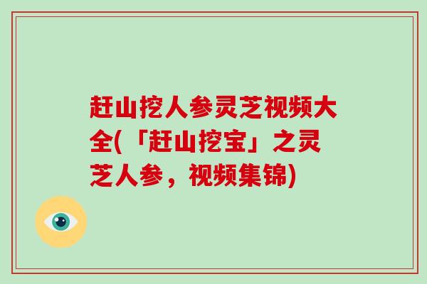 赶山挖人参灵芝视频大全(「赶山挖宝」之灵芝人参,视频集锦)-第1张图片-破壁灵芝孢子粉研究指南 赶山挖人参灵芝视频大全(「赶山挖宝」之灵芝人参,视频集锦)-第1张图片-破壁灵芝孢子粉研究指南