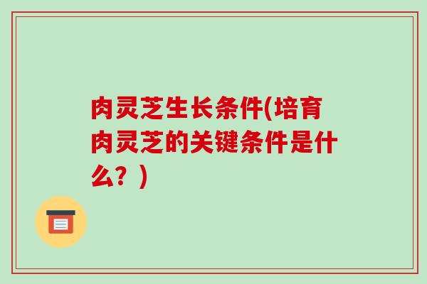 肉灵芝生长条件(培育肉灵芝的关键条件是什么?)-第1张图片-破壁灵芝孢子粉研究指南 肉灵芝生长条件(培育肉灵芝的关键条件是什么?)-第1张图片-破壁灵芝孢子粉研究指南