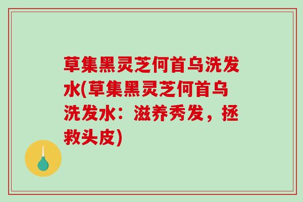 草集黑灵芝何首乌洗发水(草集黑灵芝何首乌洗发水：滋养秀发，拯救头皮)-第1张图片-破壁灵芝孢子粉研究指南