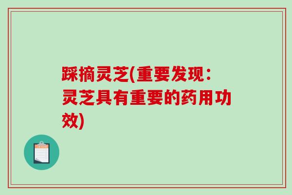 踩摘灵芝(重要发现：灵芝具有重要的药用功效)-第1张图片-破壁灵芝孢子粉研究指南