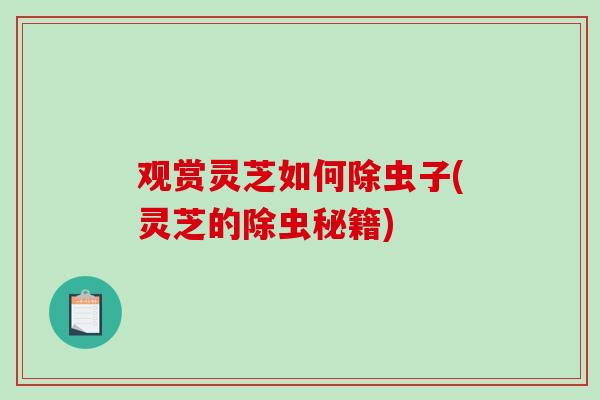 观赏灵芝如何除虫子(灵芝的除虫秘籍)-第1张图片-破壁灵芝孢子粉研究指南
